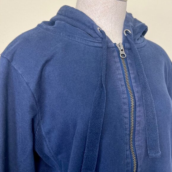 LUCKY BRAND Navy Blue and Camo Distressed Cotton Zip Up Hoodie Jacket Women's Si - Picture 5 of 7